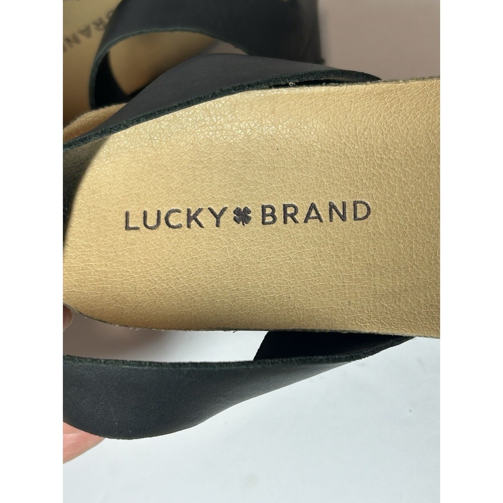 New 7.5 Lucky Brand Black Platform Sandal Block Heel Retro Hippie Shoes - Picture 7 of 8